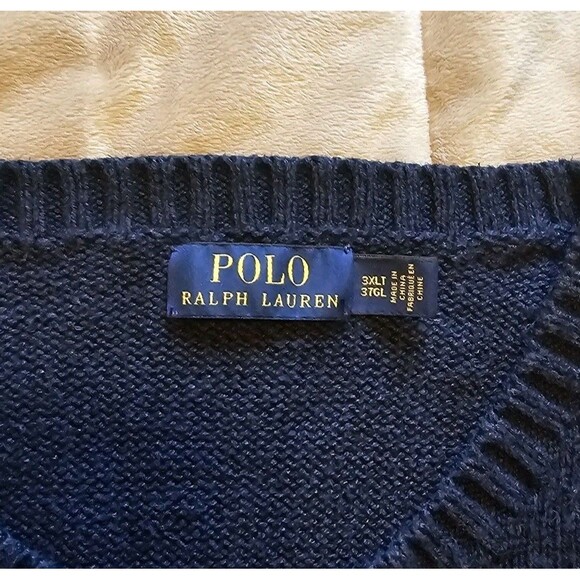 Polo Ralph Lauren Bear Sweater Knit Mens 3XL P Wing Navy Blue Preppy Varsity - Picture 4 of 6